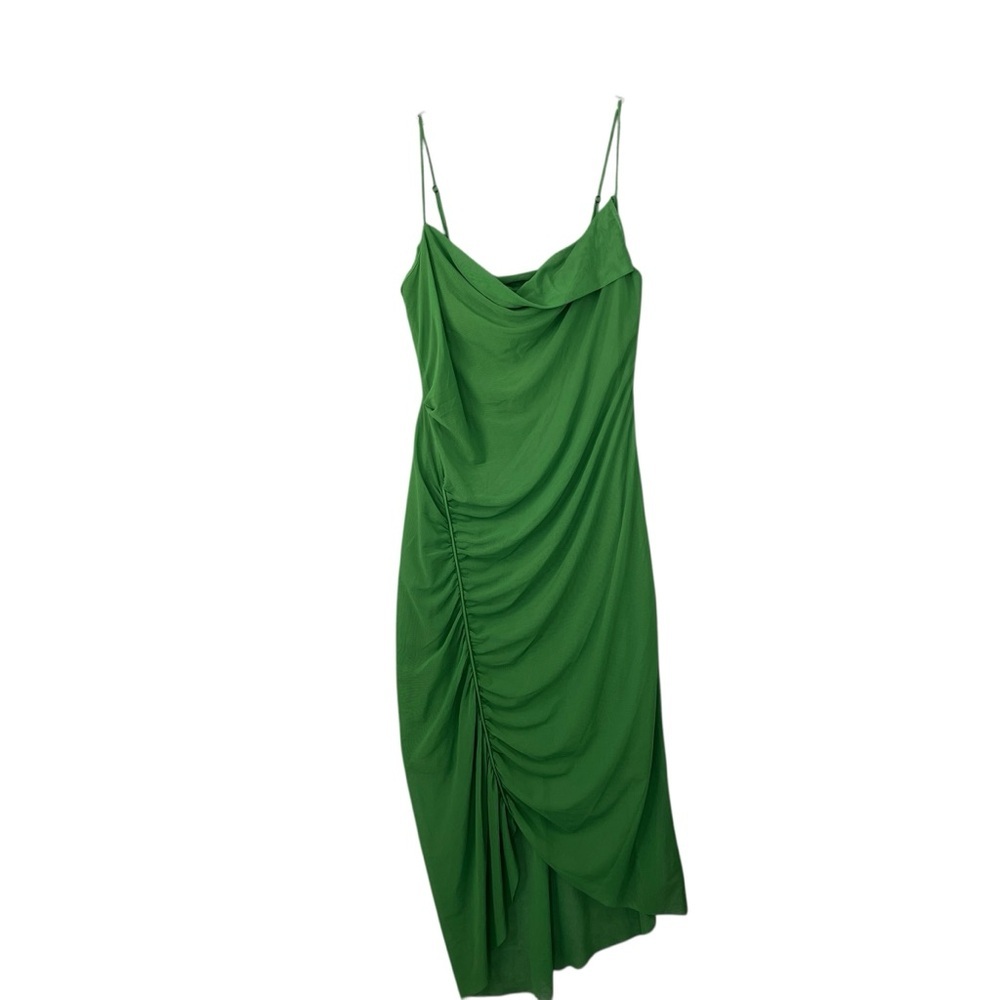 ALLSAINTS Ulla Square Neck Mesh Draped Midi Dress in Green US Size 8 - Picture 2 of 11